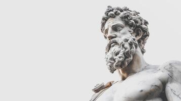 A close-up shot of a Greek god statues face photo
