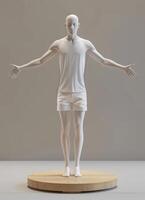 A white figure mockup in a studio setting photo