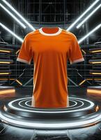 Orange jersey on a futuristic platform photo