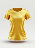A golden t-shirt mockup on a white background photo