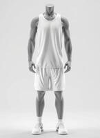 A mannequin in a white basketball uniform photo