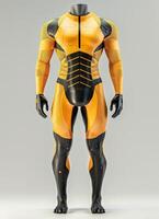Mockup of a superhero in a yellow and black suit photo