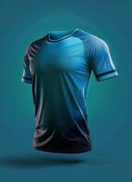 Mockup of a blue jersey with black trim photo