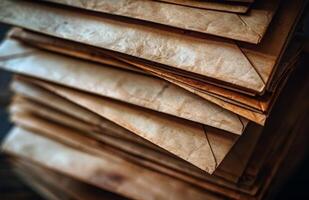 Stack of Old Envelopes Close Up Photograph photo