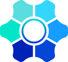 6 Step Setting Gear Infographic template, gear with six elements. Parts of the chart with icons and numbers. png