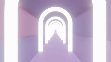 animation of passing through a light frame hallway with a violet pink background video