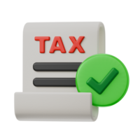tax document report done and verified with checkmark symbol on circle finance accounting theme isolated 3d icon illustration element png