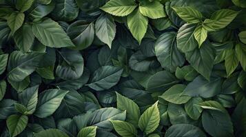 A close up of green leaves with a lush green background photo