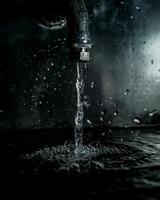 dynamic capture of water pouring from a tap photo