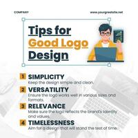Tips & Trick for Good Logo Design Linkedin Post template