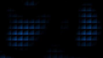 Royal blue color gradient squares box pattern slowly moving over black background, loop able dark background video
