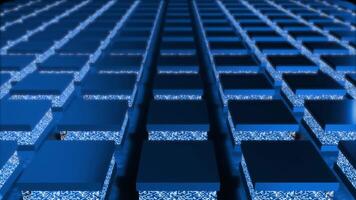 Royal blue color metallic 3d cubes slowly moving hi-tech geometrical futuristic background video
