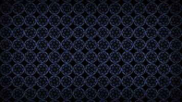 Royal blue color wired icosphere rotating slowly on black background, multiple spheres geometrical dark background video