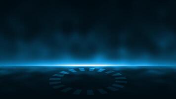 Royal blue color glowing empty space or empty stage with rotating ring at the center video