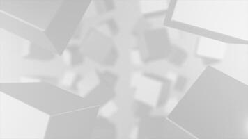 White and Black color slowly rotating 3d shiny cubes abstract 3d background video