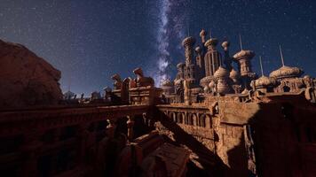 A view of the night sky over a desert town video