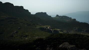 A view of a mountain with a sky background. mountain path video