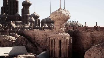 A large stone building with many spires on top of it video
