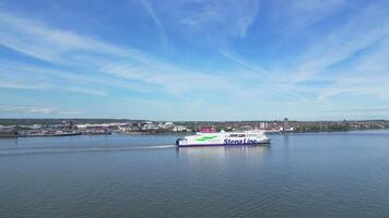 High Angle Footage of Liverpool City and Docks on Ocean at Northwest England. United Kingdom. May 5th, 2024 video