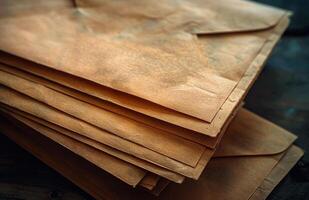 Stack of Old Envelopes Close Up Photograph photo