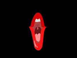 Mouth with red lips scream and sings on transparent background video