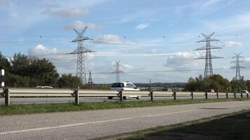 Car traffic on the German A7 motorway between Kiel and Hamburg. video