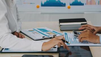 Group of business people discussing finance and investment during the meeting. video