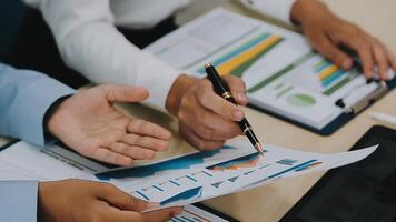 Group of business people discussing finance and investment during the meeting. video