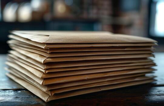 Stack of Old Envelopes Close Up Photograph photo