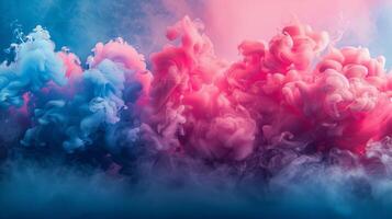 Abstract Blue And Pink Ink Swirls In Water photo