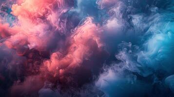 Abstract Blue And Pink Ink Swirls In Water photo