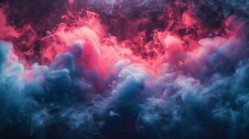 Abstract Blue And Pink Ink Swirls In Water photo