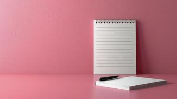 Blank Spiral Notebook and Black Fountain Pen on Pink Surface photo