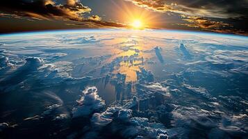 Earths Atmosphere From Space With Sun Glare photo