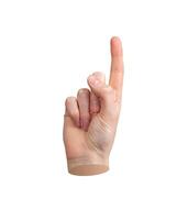 Finger pointing one. First pointer tap, click with index to indicate. Gesture hand sign Isolated on photo