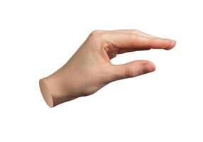 Hand gesture, sign, showing something small, little bit isolated on white background photo