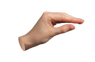 Hand gesture, sign, showing something, little bit isolated on white background photo
