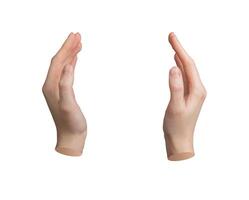 Both hands gesture, sign, holding space, invisible isolated on white background photo