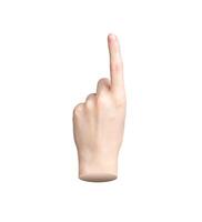 Finger pointing, indicating one. Index finger, tap, click gesture. Hand sign, pick, close up, photo