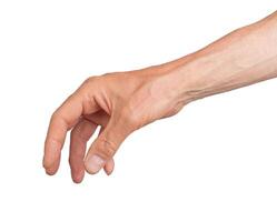 Taking and grabbing, hand gesture, sign isolated on white background photo