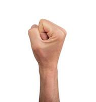 fist, side view, hand gesture, sign isolated on white background photo