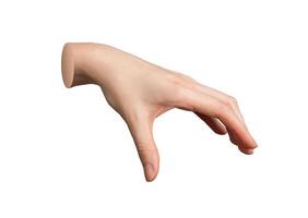 Hand gesture, sign, taking, grabbing, holding something isolated on white background photo