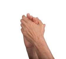 Male hands clapping, isolated on a white background. Applauding and showing recognition, perfect for photo