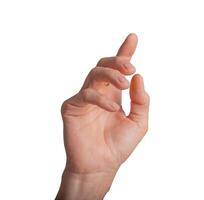 Finger touching, pointing hand gesturing. Clicking index finger isolated, forefinger screen touch photo