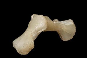 Macro of a stone Stilbite mineral on a black background photo