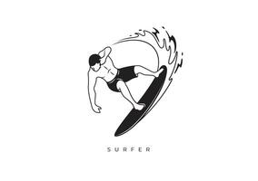 SILHOUETTE SURFER STOCK vector