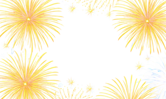 Golden firework frame on transparent background for design christmas or new year template. png