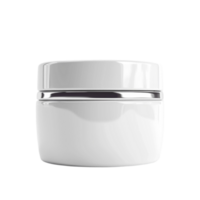 White Cosmetic Jar with Silver Lid on Transparent Background AI-Generative png
