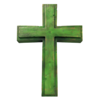 Religious Green Cross Symbol on Transparent Background AI-Generative png