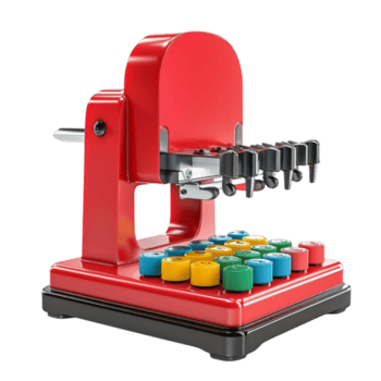 rojo máquina con vistoso botones en transparente antecedentes ai-generativo png